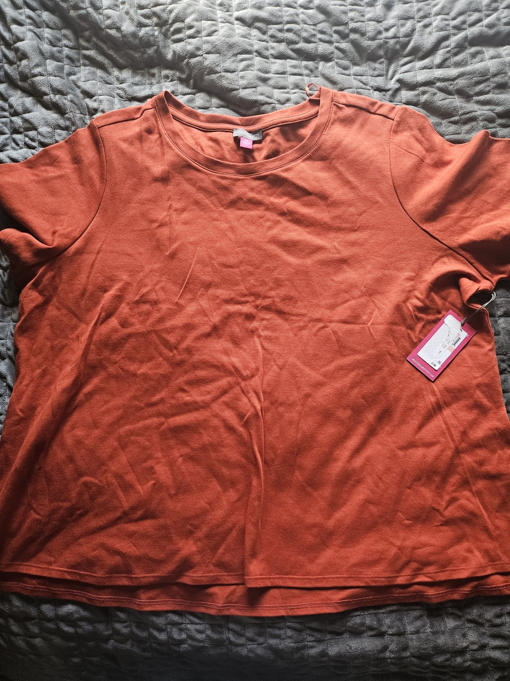 Vince Camuto Short Sleeve Scoop Neck Top - Burnt Orange